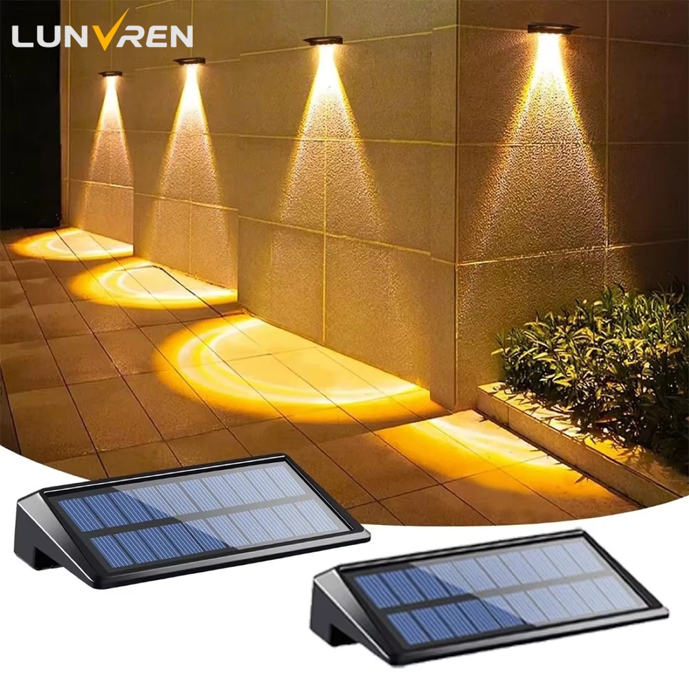 2 Pack Solar Wall Lights 4 LED - Waterproof Junction Box Solar 评论和价格