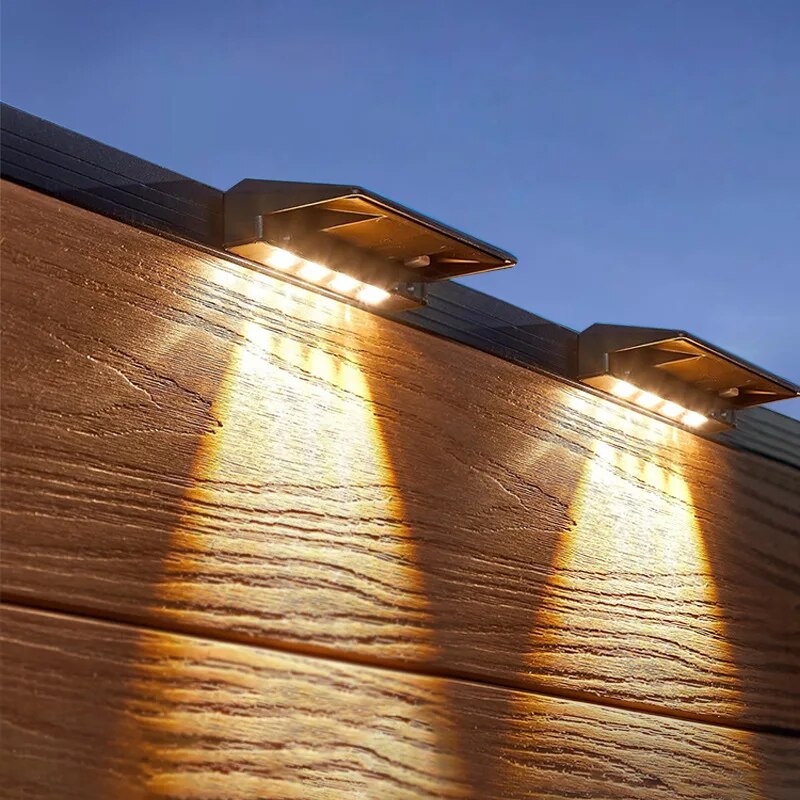 2 Pack Solar Wall Lights 4 LED - Waterproof Junction Box Solar 评论和价格
