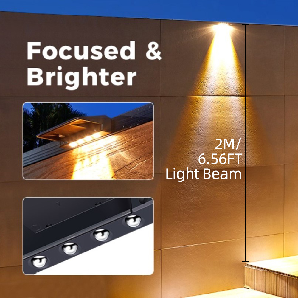 2 Pack Solar Wall Lights 4 LED - Waterproof Junction Box Solar 评论和价格